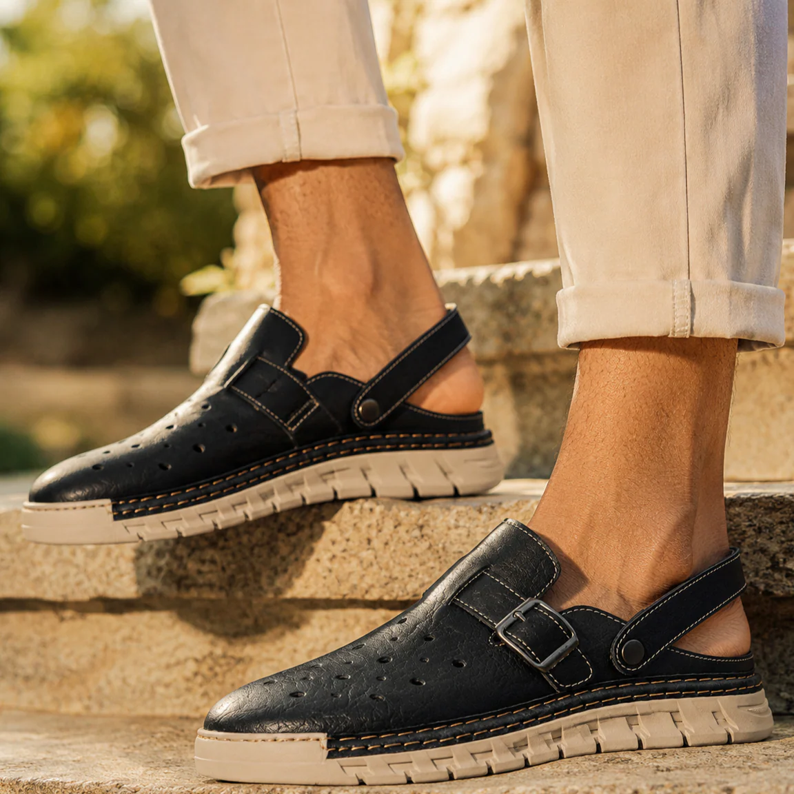 Nero Perforato Leather Mule - Image 9