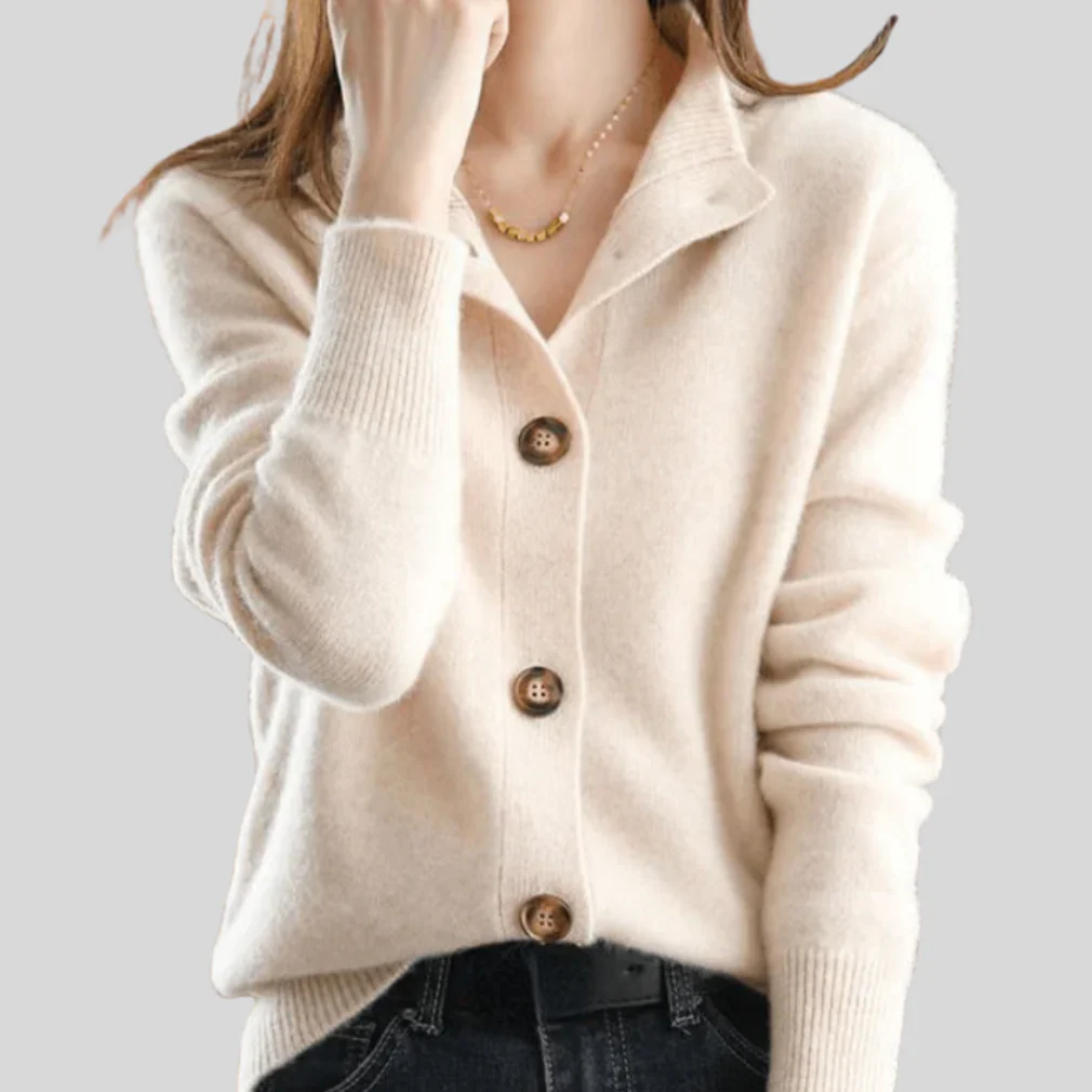 Notched Collar Cashmere Cardigan - Image 6