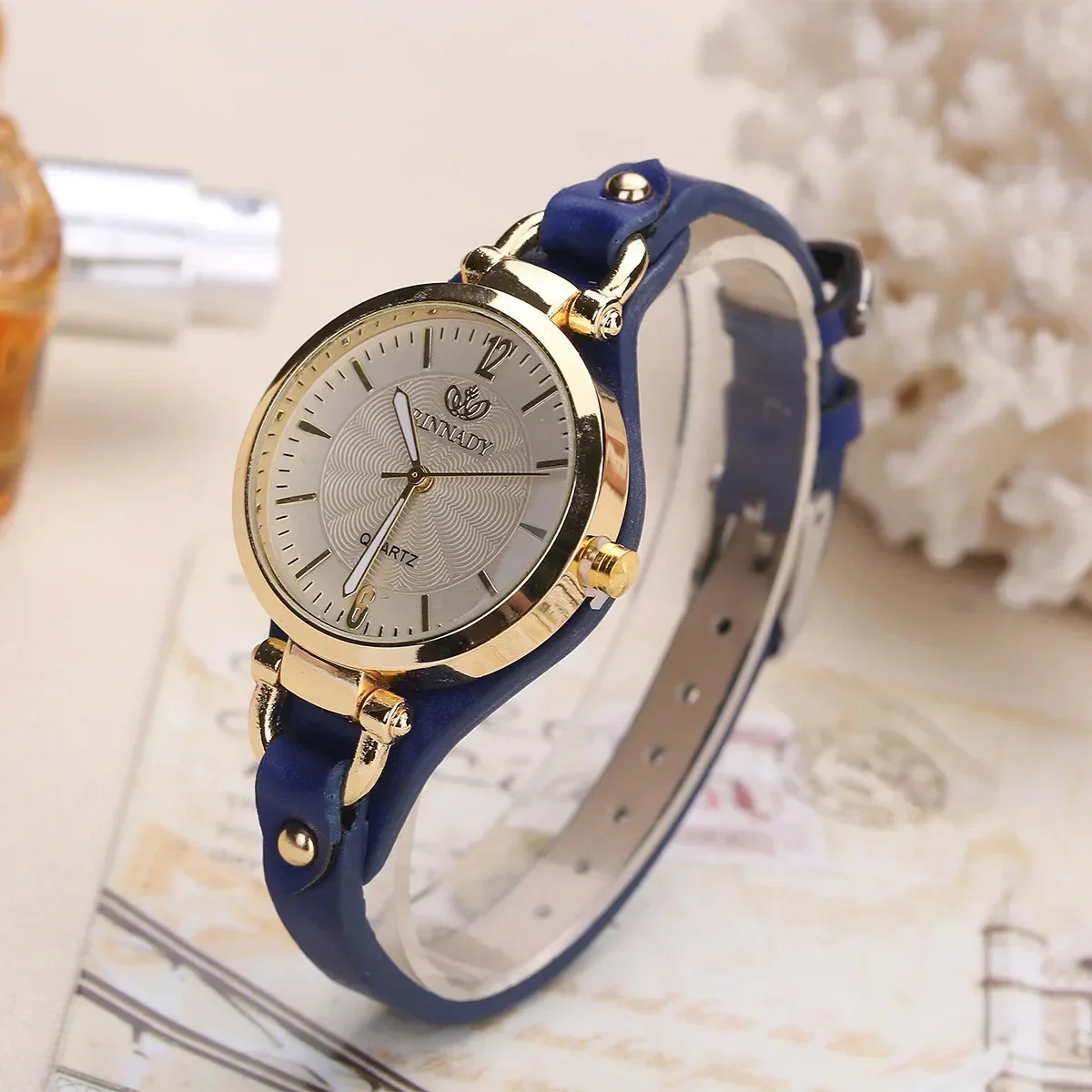 Parisian Gold-Case Leather Band Watch - Image 2