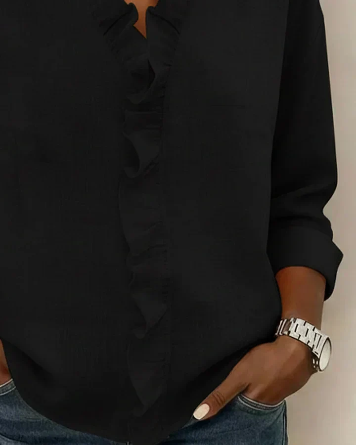 Petal Frill V-Neck Blouse - Image 7