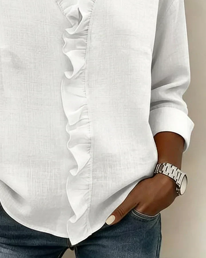 Petal Frill V-Neck Blouse - Image 9