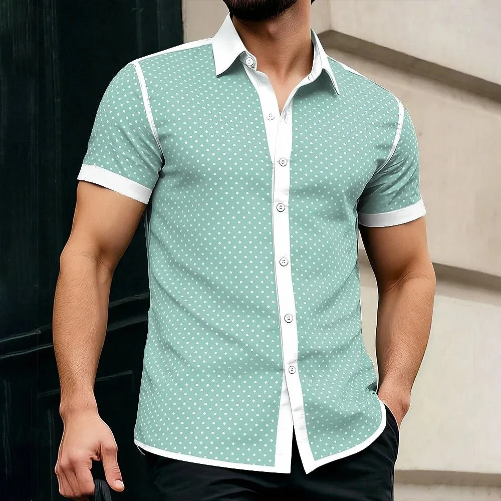 Piqué Dot Contrast-Trim Short Sleeve - Image 5