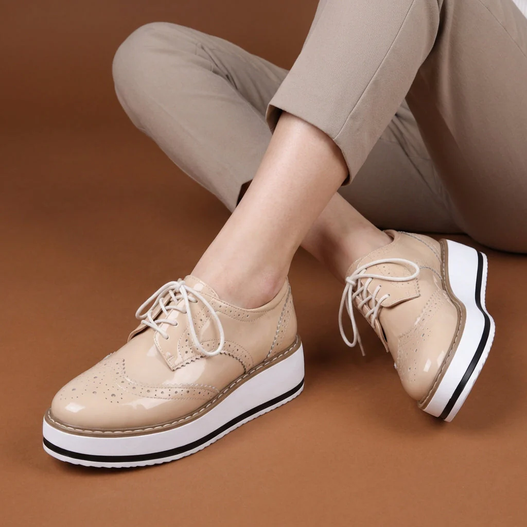 Platform Wingtip Oxford Shoes - Image 10