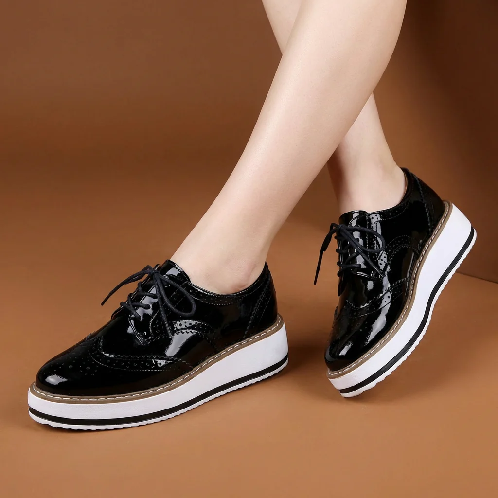 Platform Wingtip Oxford Shoes - Image 9