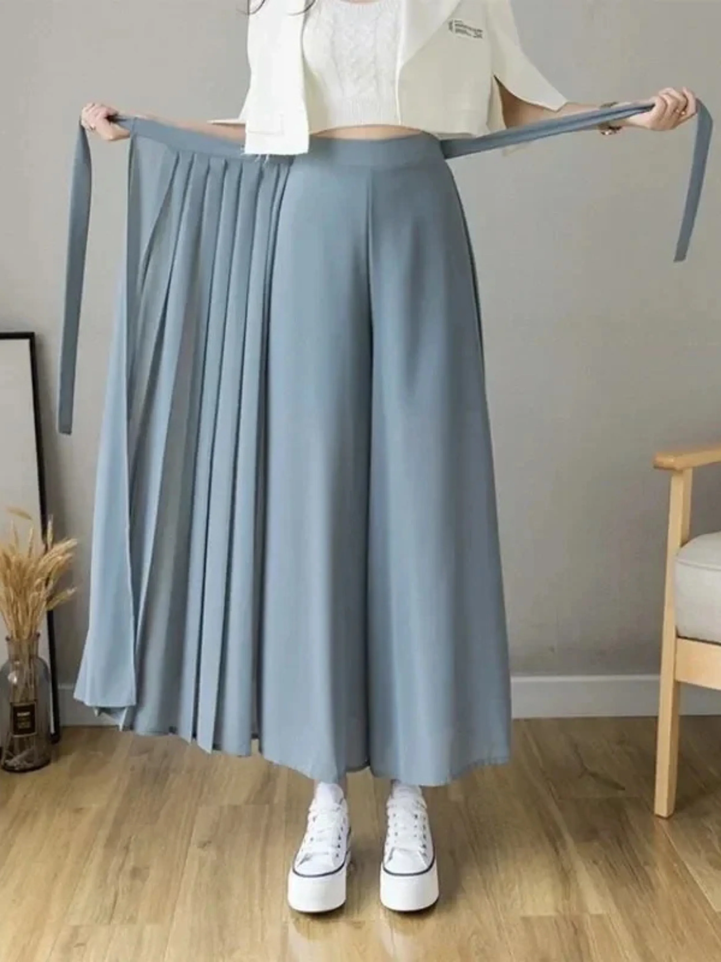 Pleated Wrap Midi Skirt - Image 2