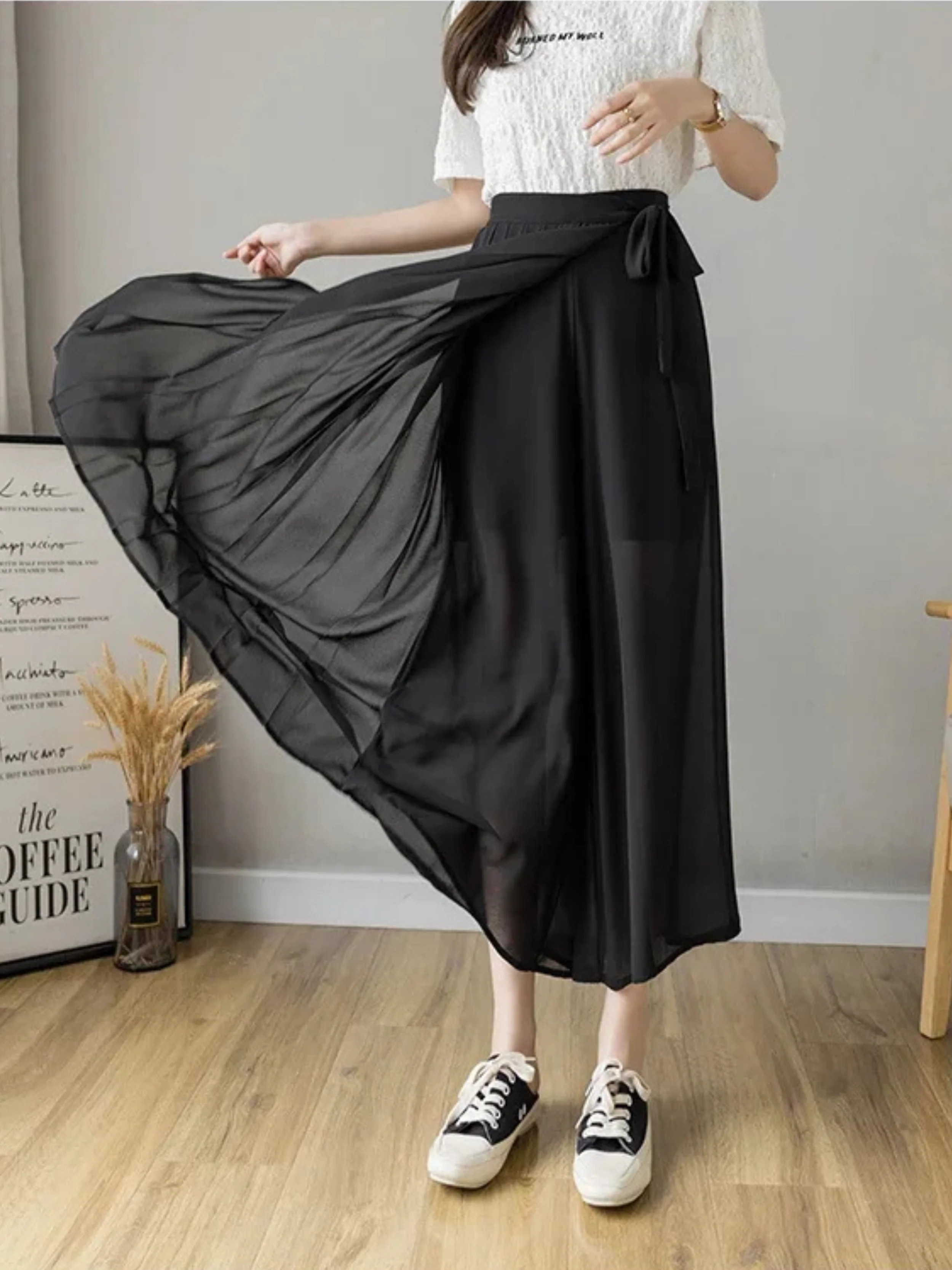 Pleated Wrap Midi Skirt - Image 3