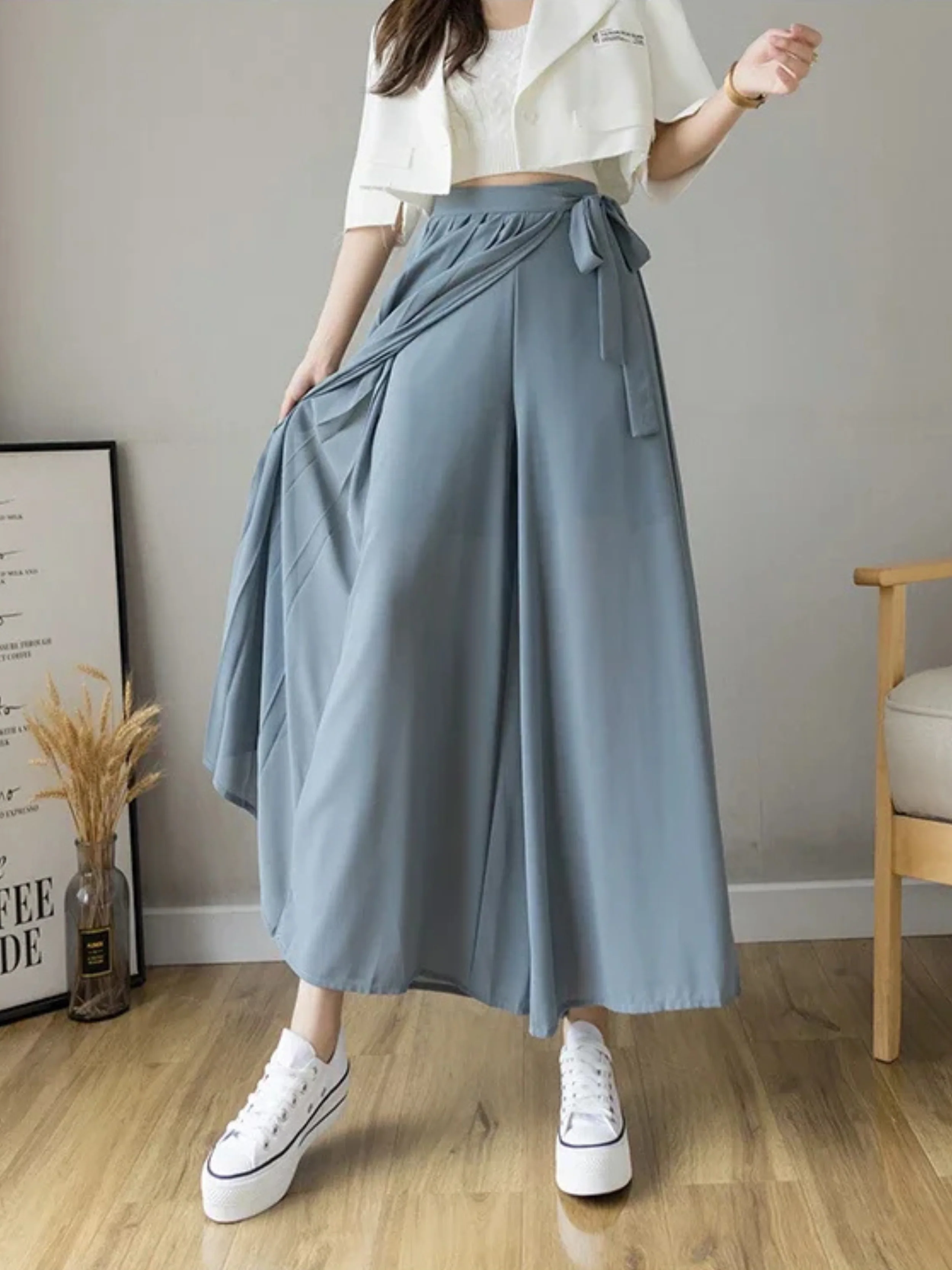 Pleated Wrap Midi Skirt - Image 7