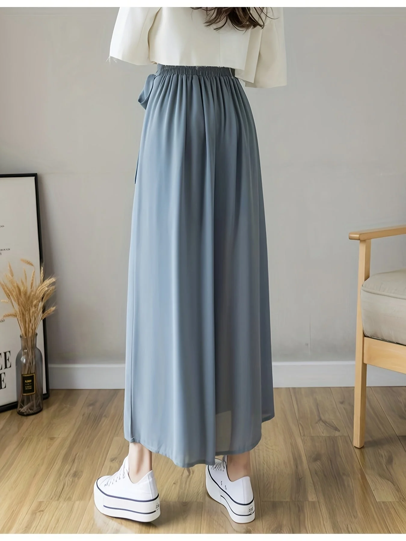 Pleated Wrap Midi Skirt - Image 9