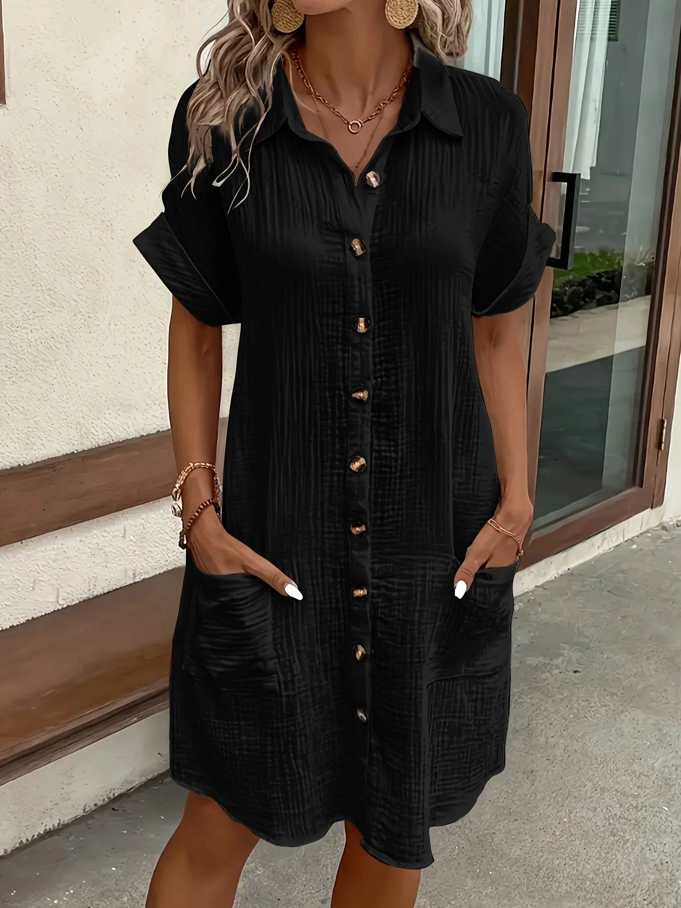 Provence Crinkle Oversized Shirtdress - Image 8