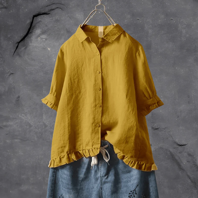 Riviera Ruffle-Hem Linen Shirt - Image 4