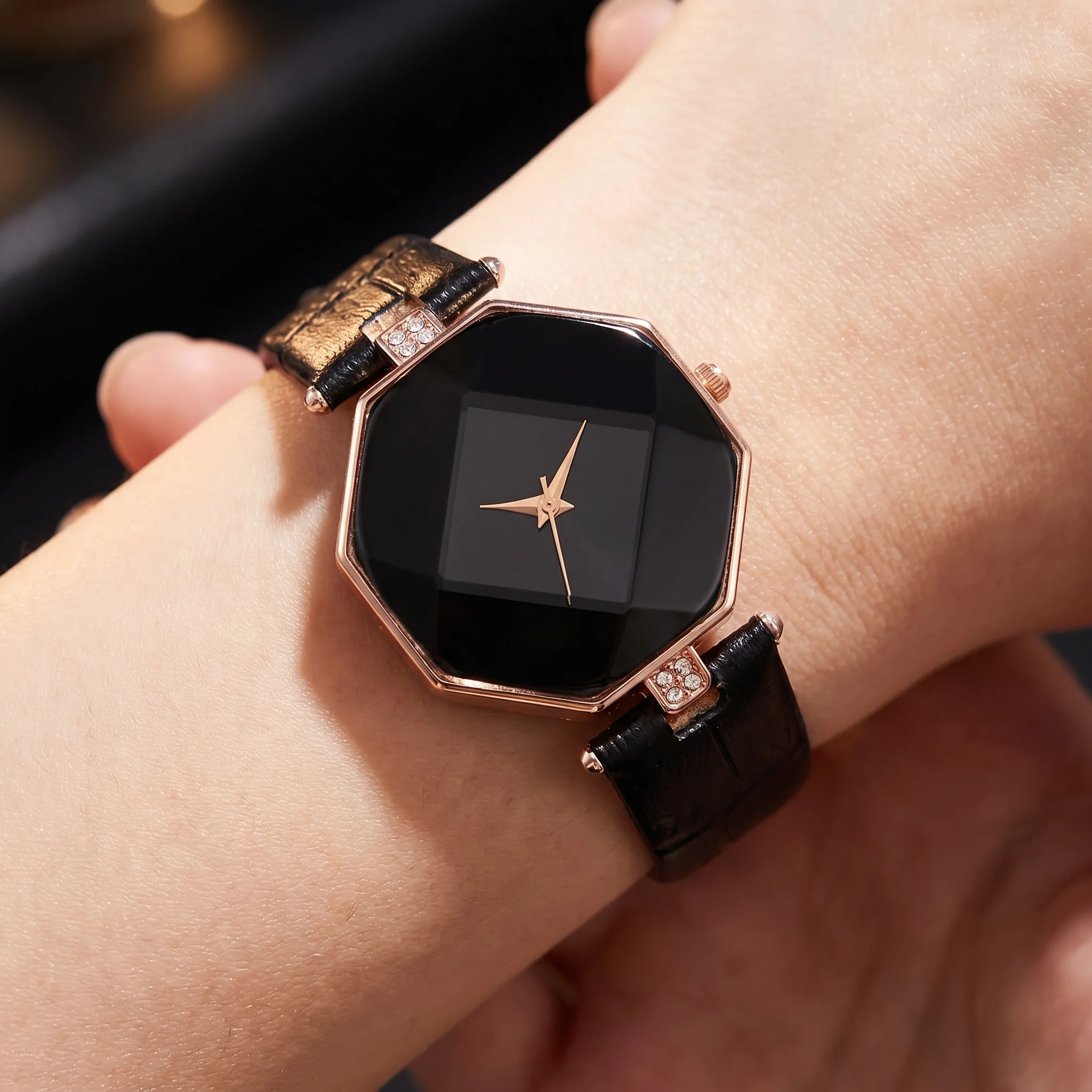 Sapphire Faceted Octagon Rose Gold Watch - Image 3