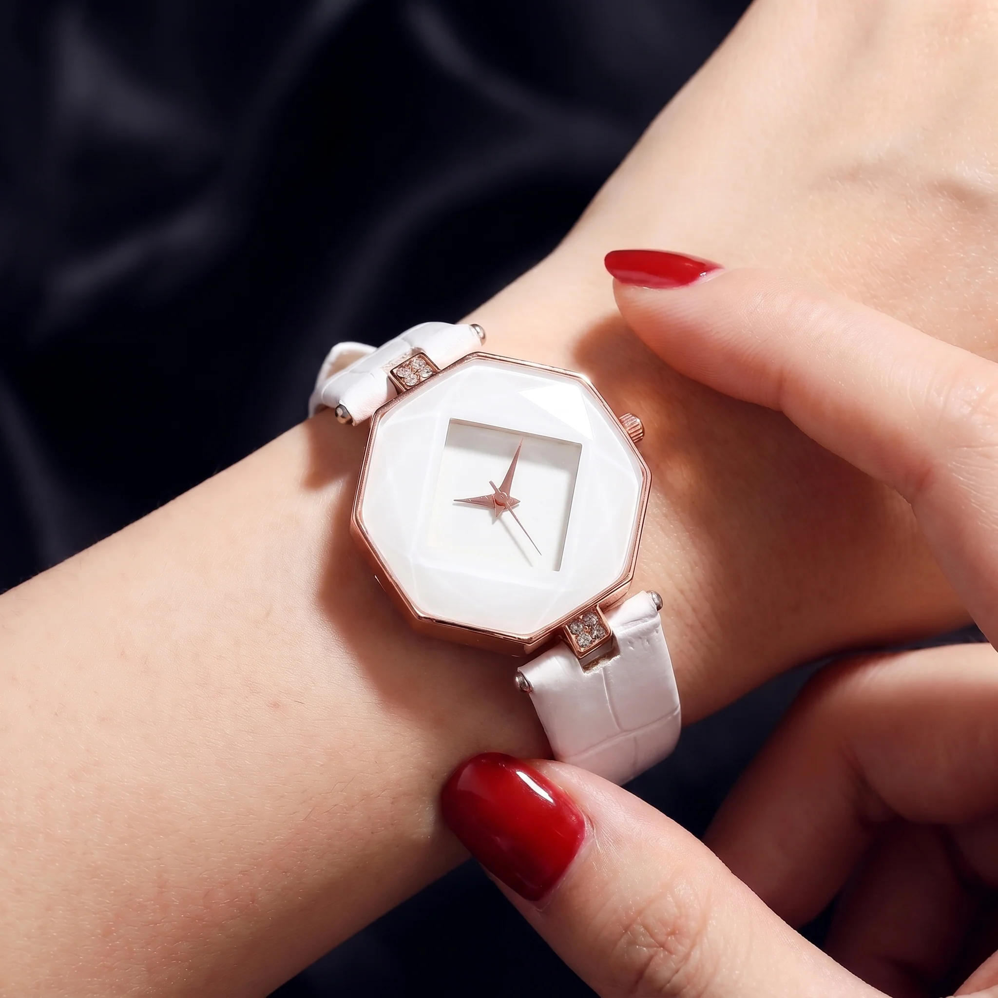 Sapphire Faceted Octagon Rose Gold Watch - Image 4