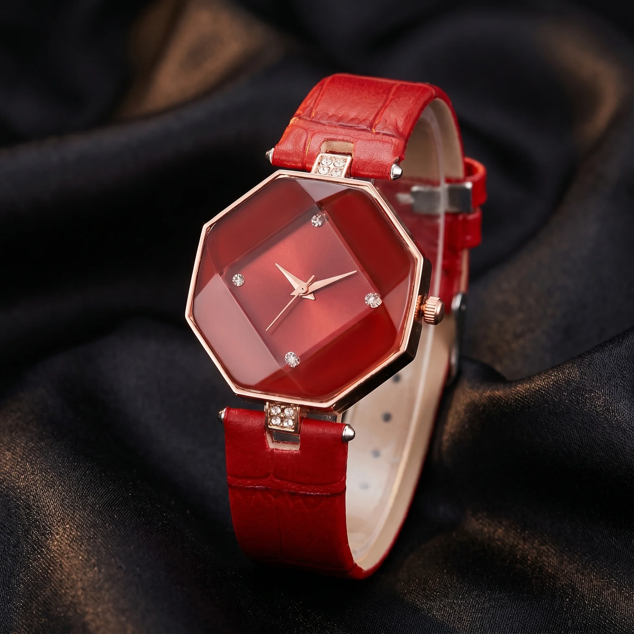 Sapphire Faceted Octagon Rose Gold Watch - Image 5