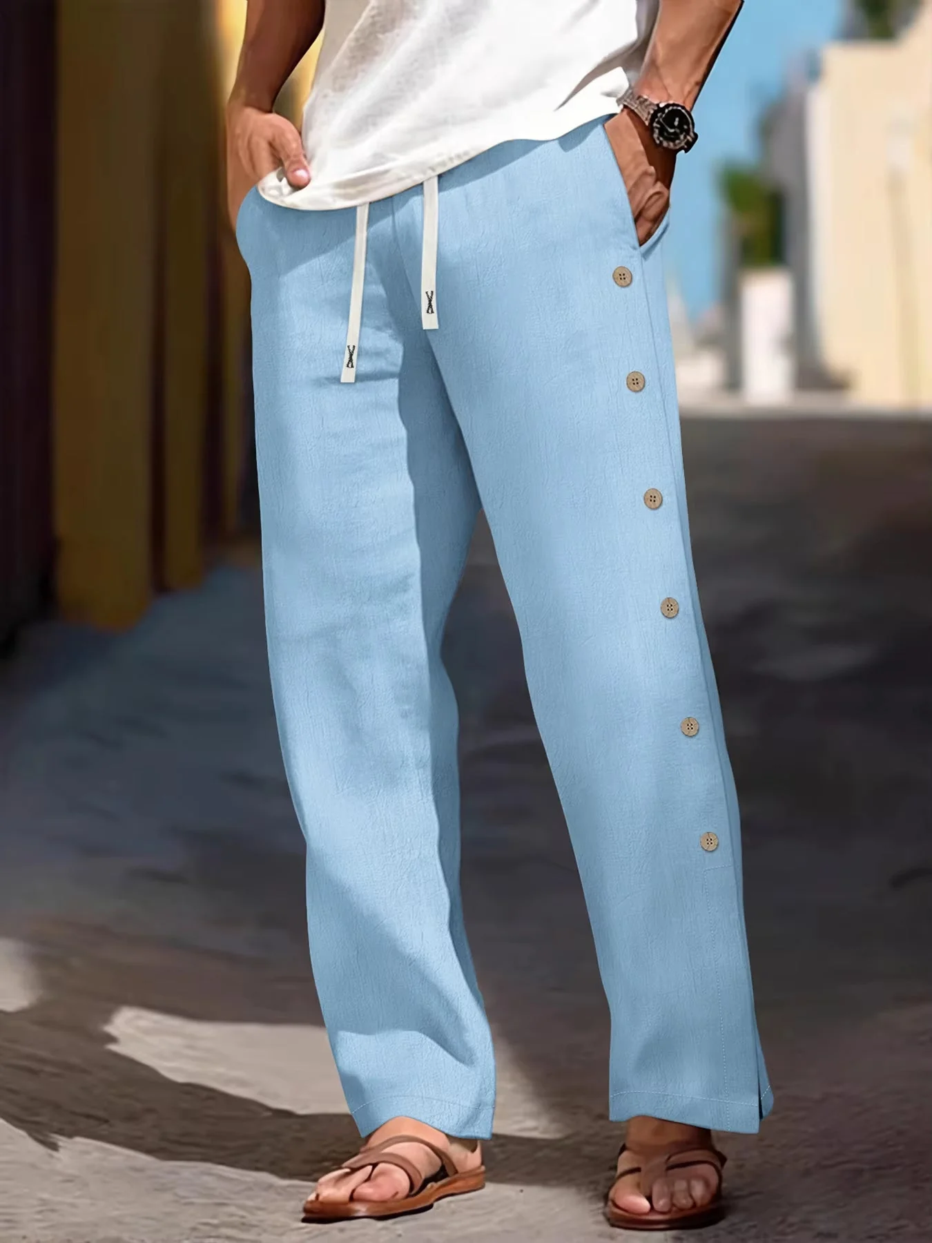 Side-Button Linen Trouser - Image 5