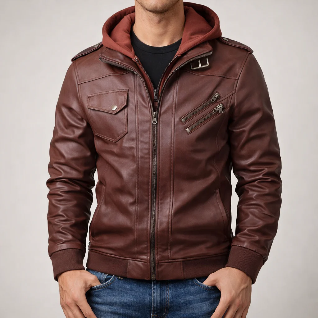 The Renegade Hooded Leather Jacket - Image 3
