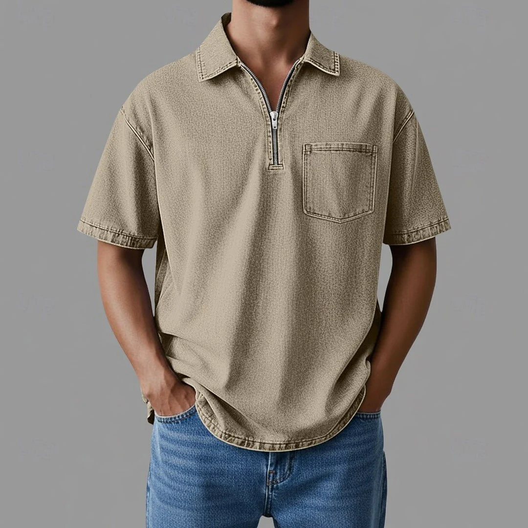 Toffee Pigment-Wash Zip Shirt - Image 3