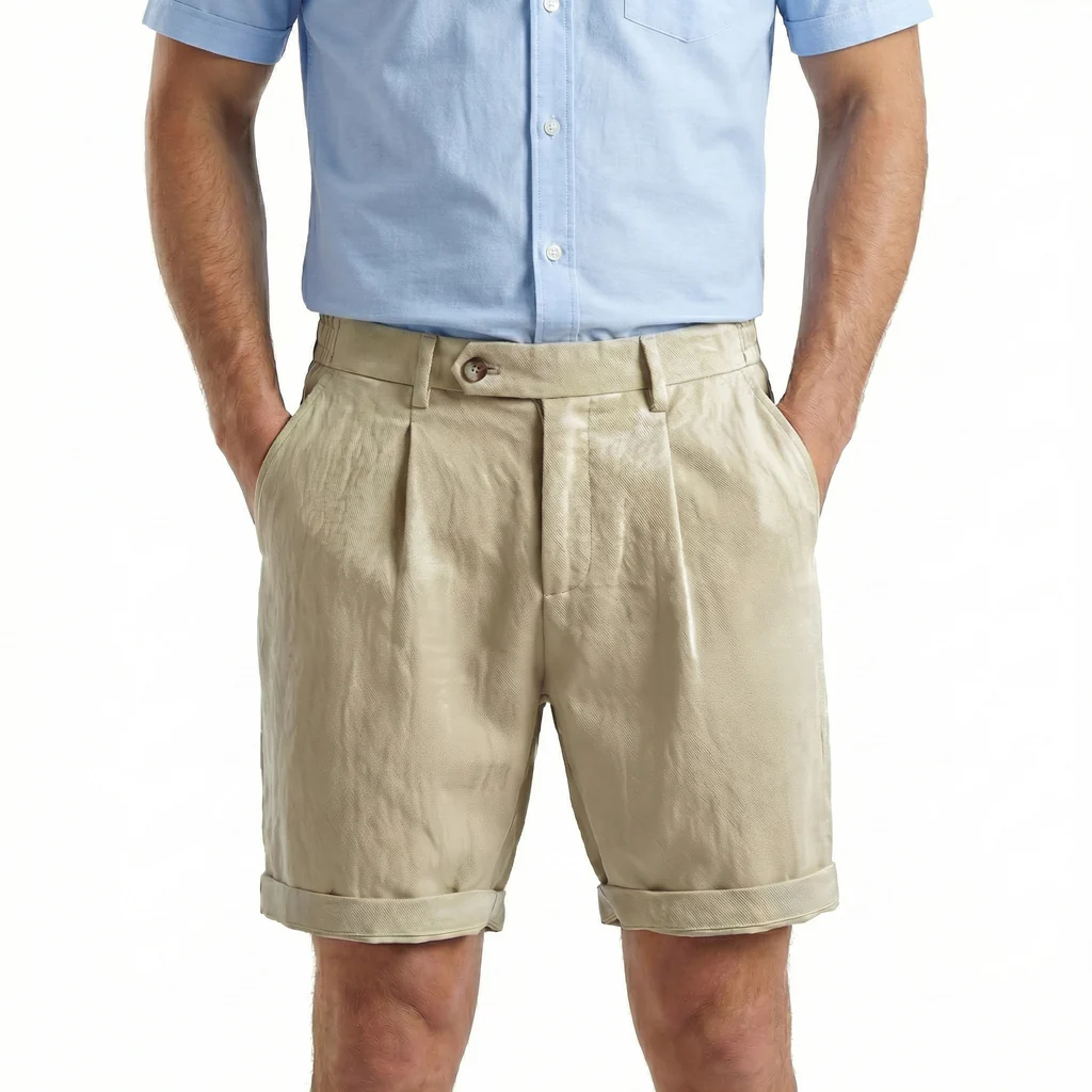 Tourbe Pleated Turn-Up Tailored Shorts - Image 4
