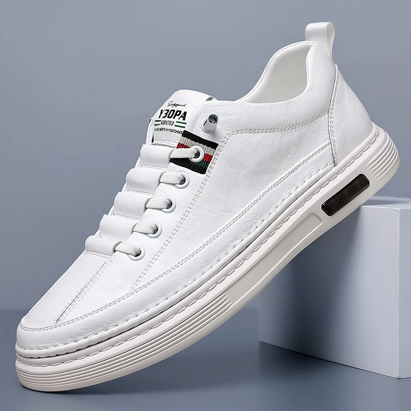 Tumbled Leather Stripe-Tab Sneakers - Image 2