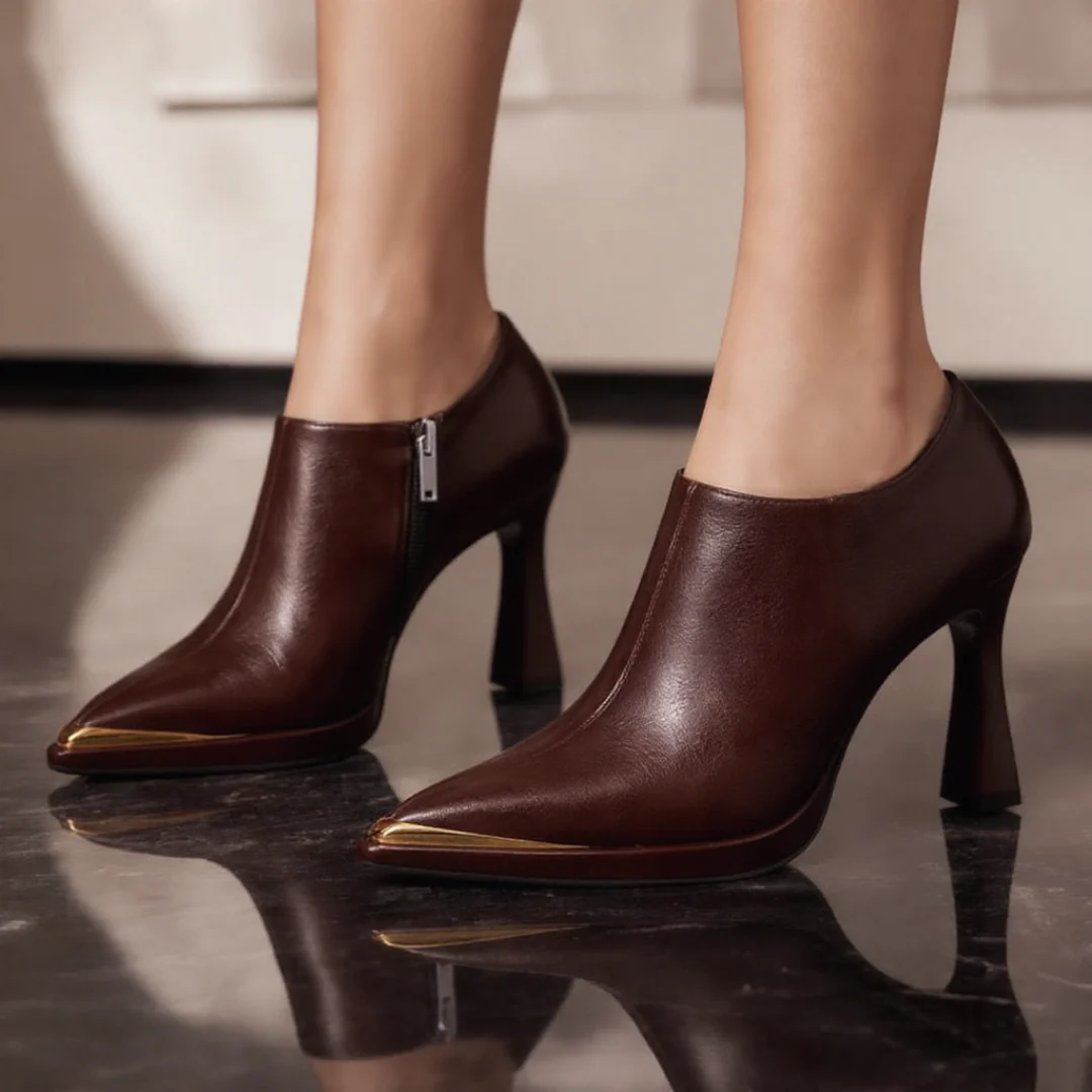 Venezia Leather Heeled Ankle Boots - Image 6